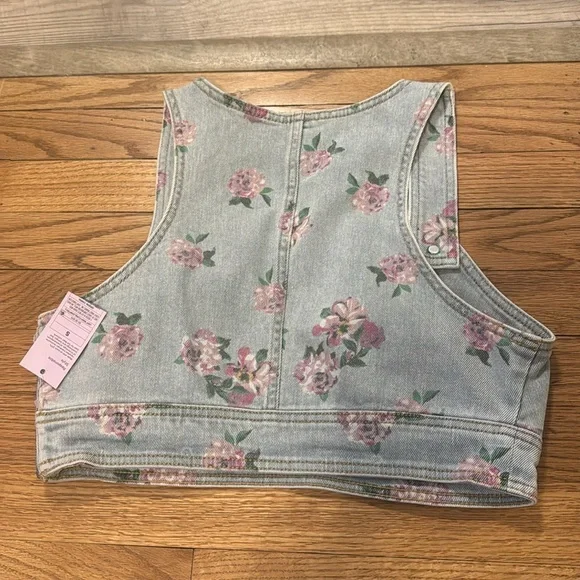 Wild Fable denim floral crop vest NWT - Picture 3 of 3
